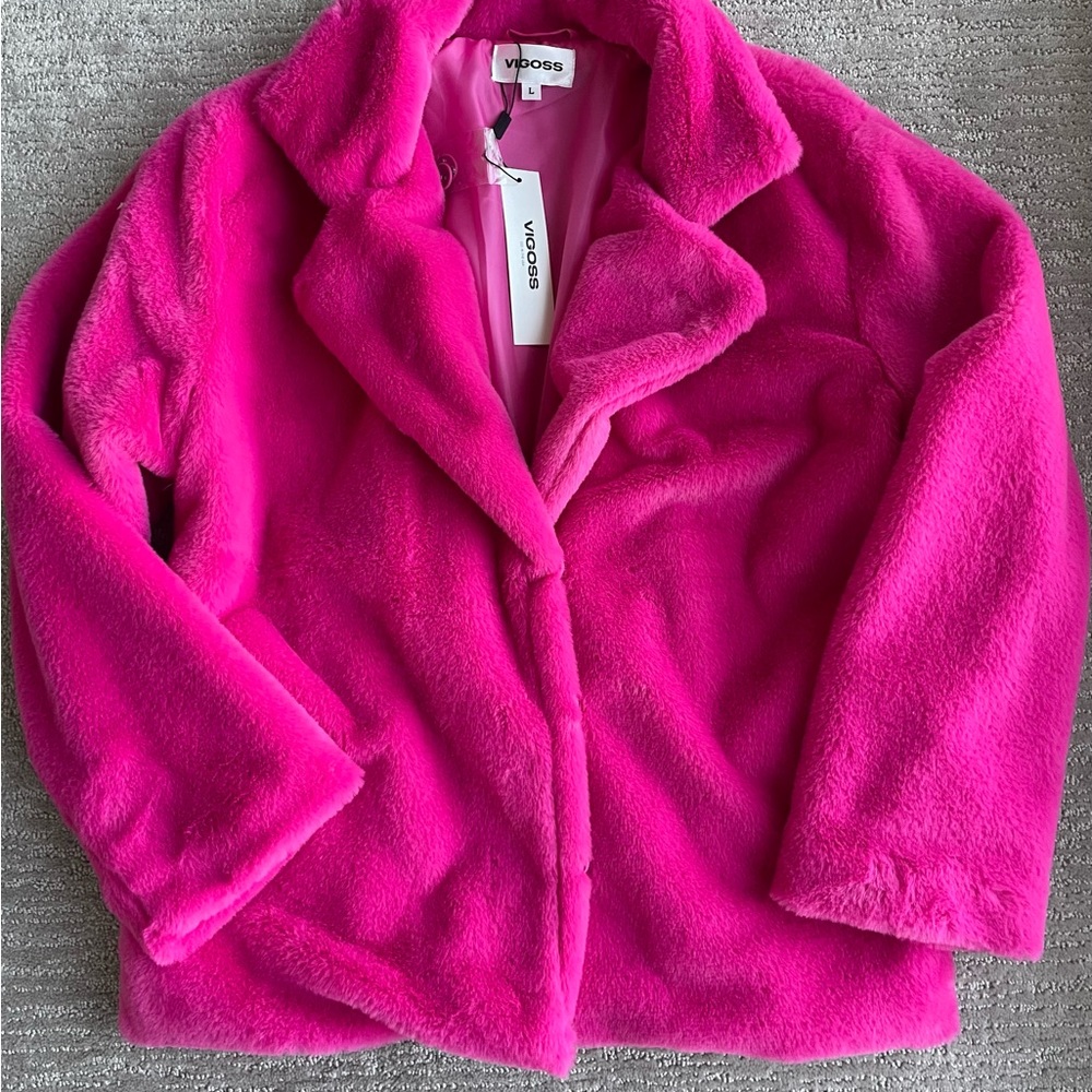 SALE! SALE! SALE!! Vigoss Faux Fur Fuchsia Jacket—NEW WITH TAGS! Sz L